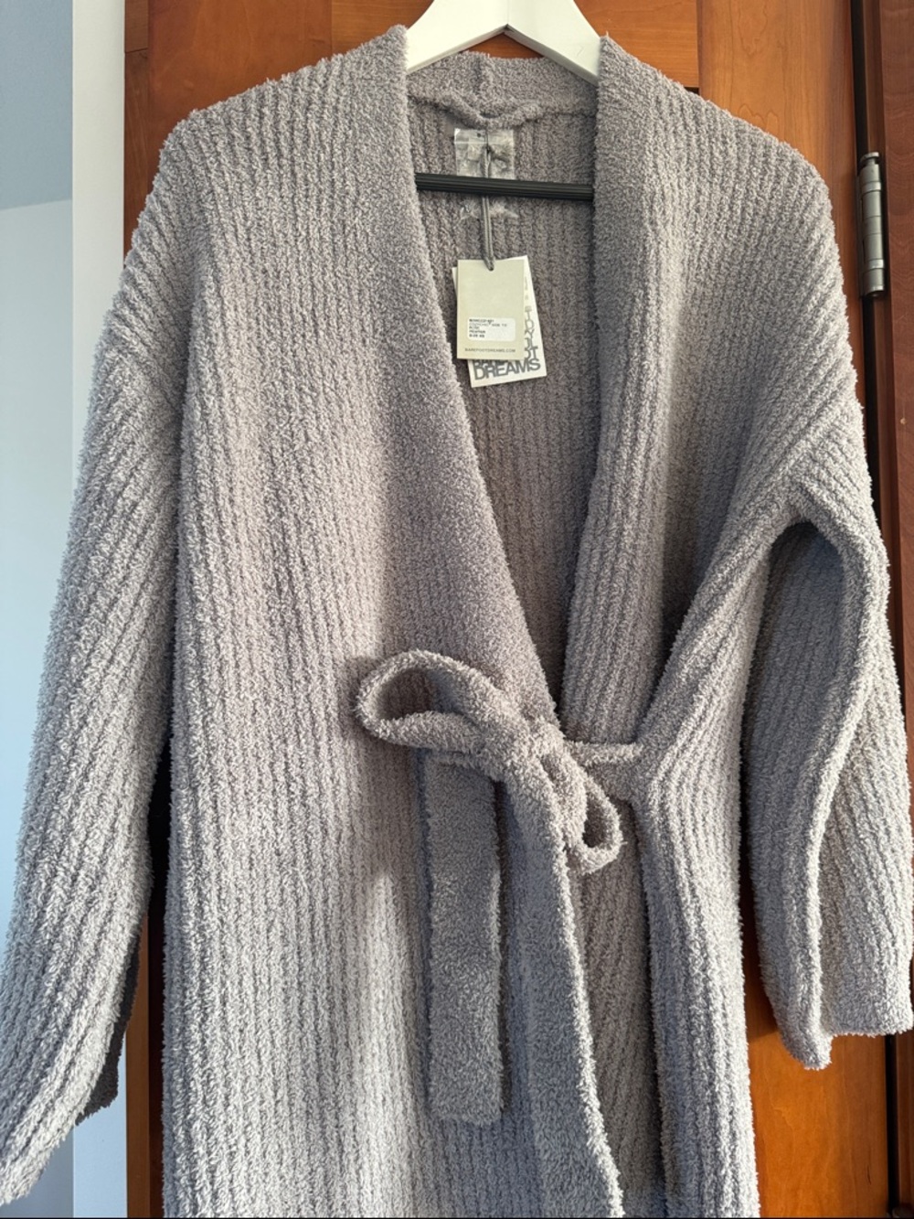 Barefoot Dreams CozyChic Side Tie Robe Pewter XS NWT - Picture 3 of 6